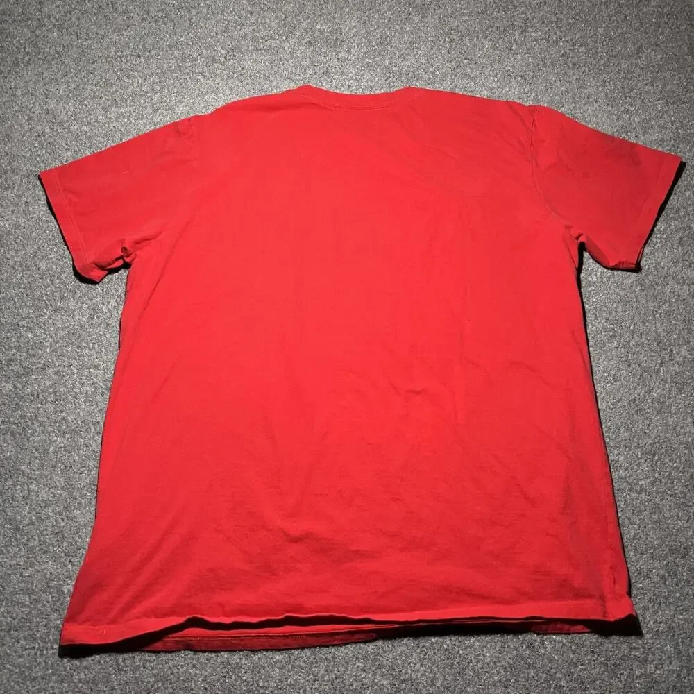North Face T Shirt Mens XXL Red Logo USA Climbing Hiking Short Sleeve Cotton